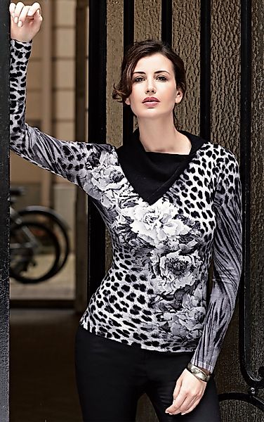 Passioni Strickpullover in einem Ton-in-Ton-Grau-Mix mit günstig online kaufen