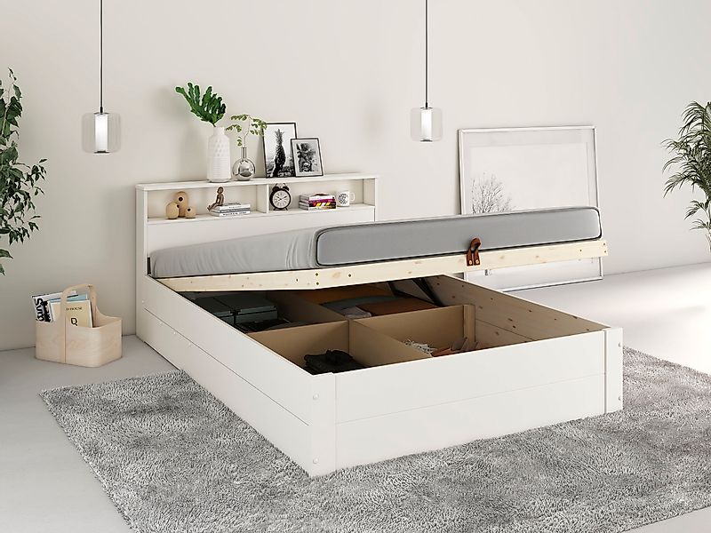 Home affaire Stauraumbett »MAREILLES«, (140x200cm), Massivholz, Hebemechani günstig online kaufen