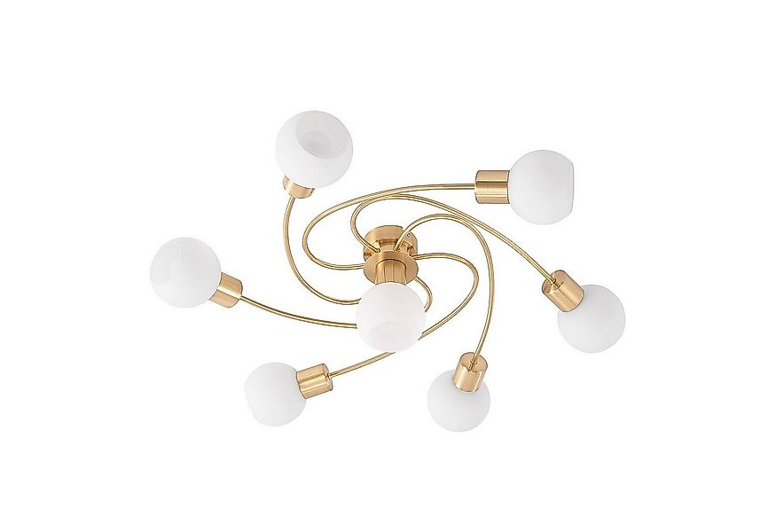 Lindby Deckenleuchten Ciala, Glas Gold / Messing IP20, 7 x 8 W LED günstig online kaufen