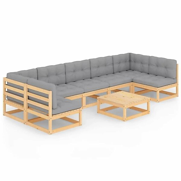 8-tlg. Garten-lounge-set Mit Kissen Massivholz Kiefer günstig online kaufen