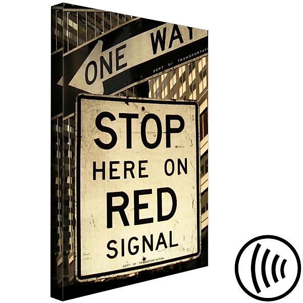 Bild auf Leinwand Stoppschild in Sepia - Foto im Retro-Stil mit dem englisc günstig online kaufen