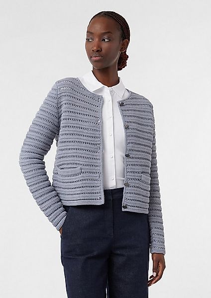 comma Cardigan Strickjacke Kurzer Cardigan mit Strukturmuster und Leistenta günstig online kaufen