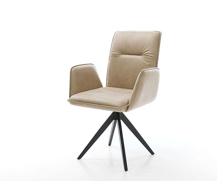 Esszimmerstuhl Vinja-Flex Mikrofaser Beige Vintage Kreuzgestell kantig Schw günstig online kaufen