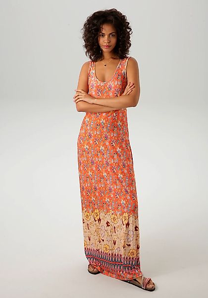 Aniston CASUAL Sommerkleid, mit farbharmonischem Blumendruck und Bordüre am günstig online kaufen