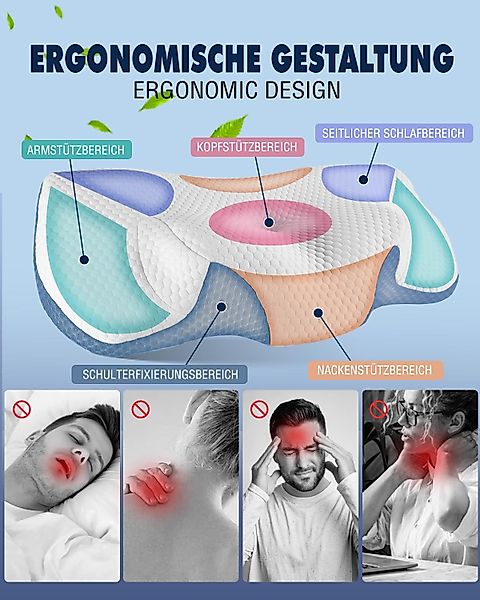 Esun Kopfkissen Orthopädisches Kissen, Ergonomisches Nackenkissen günstig online kaufen