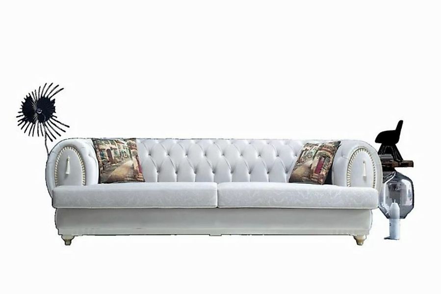 JVmoebel 3-Sitzer Weißer Chesterfield Dreisitzer Modernes Sofa Stilvolle Wo günstig online kaufen