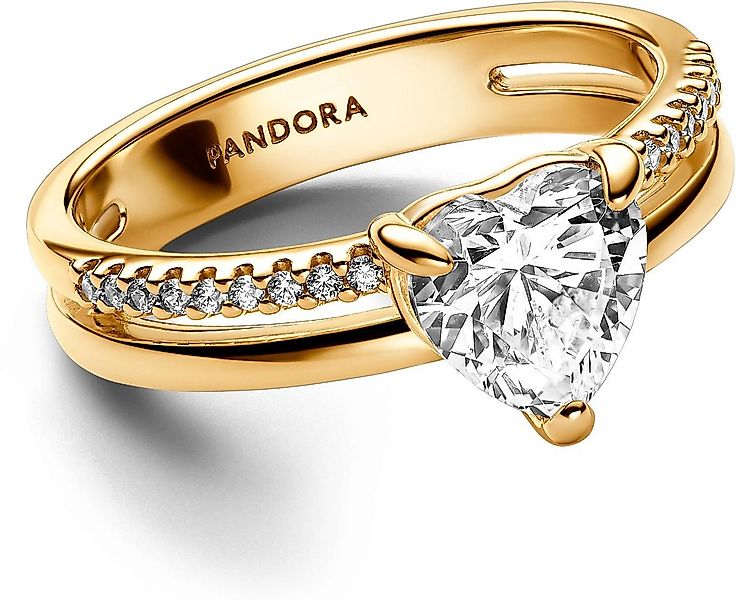 Pandora Fingerring Pandora Doppelband Herz Ring 163100C01 Damenring günstig online kaufen