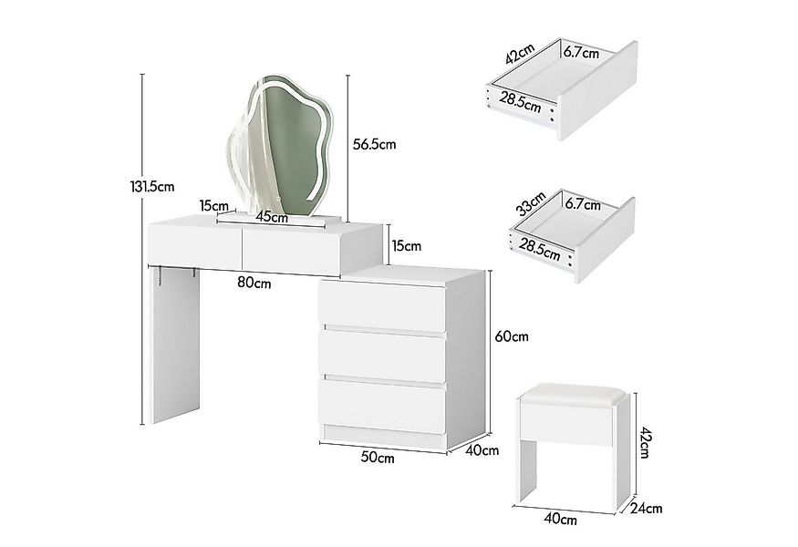 ALFORDSON Schminktisch mit 2 geräumigen Schubladen und Aufbewahrungshocker günstig online kaufen
