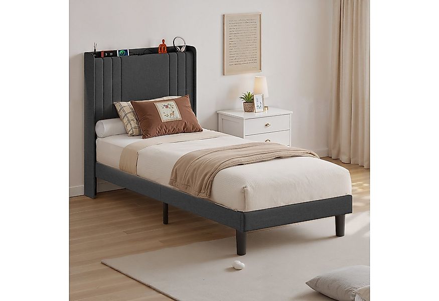 Bealife Polsterbett lsterbett Einzelbett,Bettgestell mit Kopfteil, Steckdos günstig online kaufen