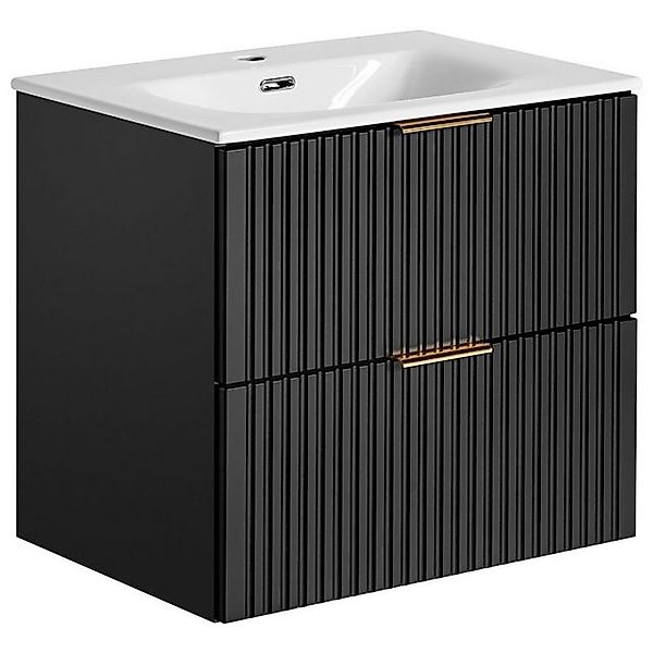 Waschtischunterschrank mit Waschbecken 60cm ADELAIDE-56-BLACK in matt schwa günstig online kaufen