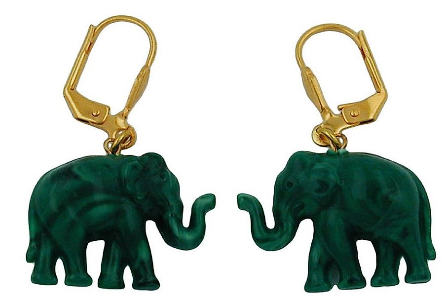 unbespielt Paar Ohrhänger Ohrringe Brisur Mini-Elefant Grün-marmoriert Kuns günstig online kaufen