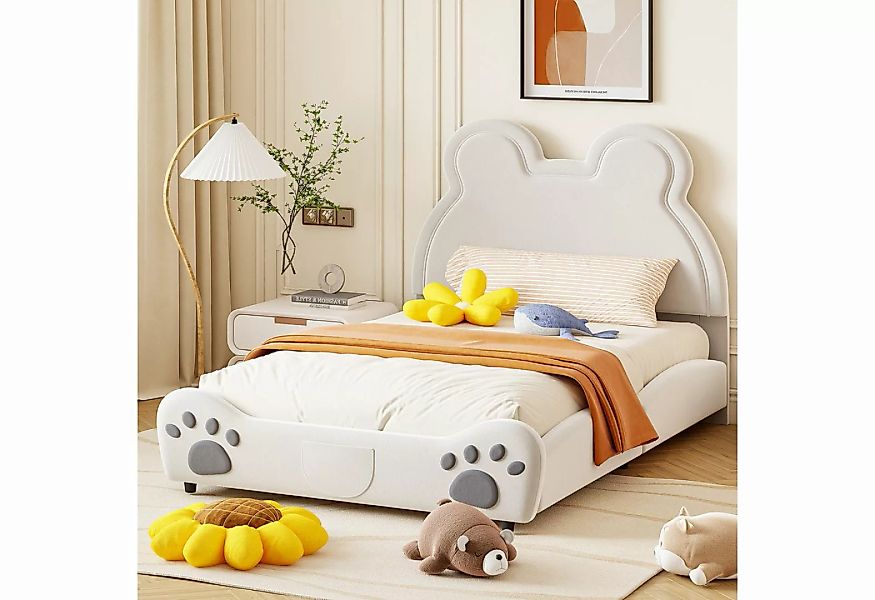 REDOM Kinderbett Bärenform. Einzelbett aus hautfreundlichem Velours (Polste günstig online kaufen