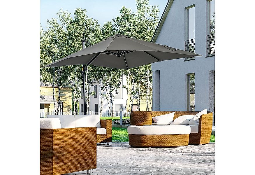 Outsunny Ampelschirm 245 x 245 cm Marktschirm mit Kurbelvorrichtung, LxB: 2 günstig online kaufen