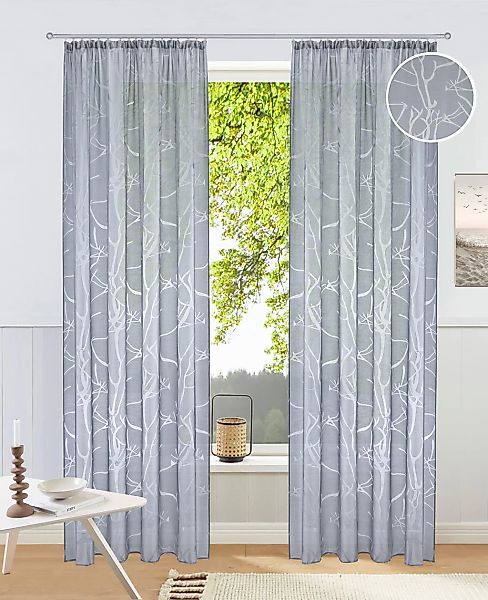 my home Gardine "Anna" Kräuselband 1 Stk. tlg. Viskose, Polyester, Äste-Mot günstig online kaufen