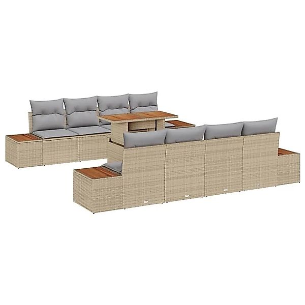 vidaXL Garten Essgruppe mit Kissen 9-Tlg Beige und Grau 3350052 günstig online kaufen