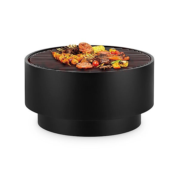 Blumfeldt Pompeji Feuerschale Grill Gartentisch Bambus Ø 60 cm Stahl Schwar günstig online kaufen