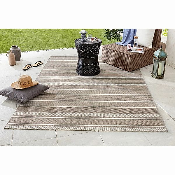 home24 Bougari In-/Outdoor-Teppich Strap Beige/Taupe Rechteckig 120x170 cm günstig online kaufen