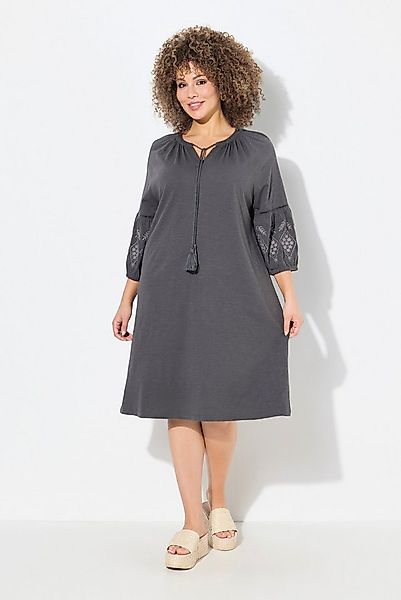 Ulla Popken Jerseykleid Jerseykleid Stickerei A-Linie Tunika-Ausschnitt günstig online kaufen