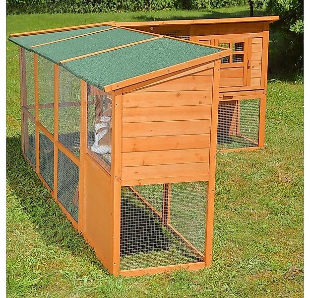 Melko Hühnerstall Freigehege Hühnerstall Holz Braun Kaninchenstall Freilauf günstig online kaufen