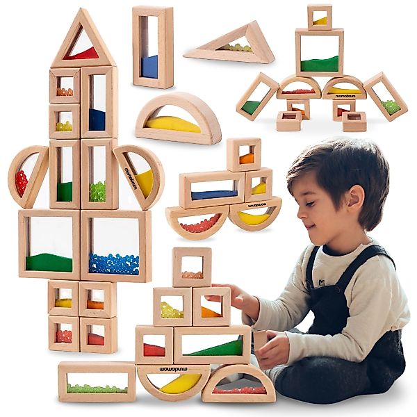 Mamabrum Lernspielzeug Sensorische Holzwürfel-Set, 15 Stück, günstig online kaufen