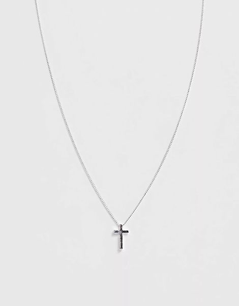 ASOS DESIGN – Silberfarbene Halskette mit kleinem Kreuzanhänger günstig online kaufen