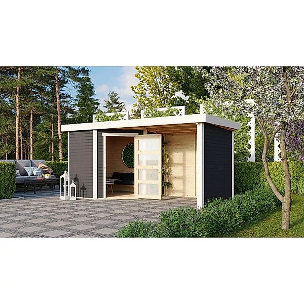 Karibu Holz-Gartenhaus Terragrau Flachdach Lackiert 209 cm x 213 cm günstig online kaufen