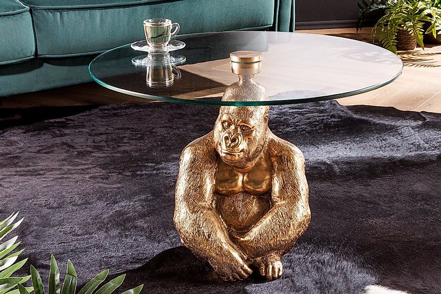 riess-ambiente Couchtisch WILDLIFE KONG 60cm gold / transparent (Einzelarti günstig online kaufen