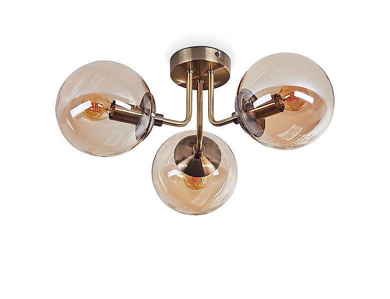 hofstein Deckenleuchte Deckenlampe aus Metall/Glas in Altmessingfarben/Bern günstig online kaufen