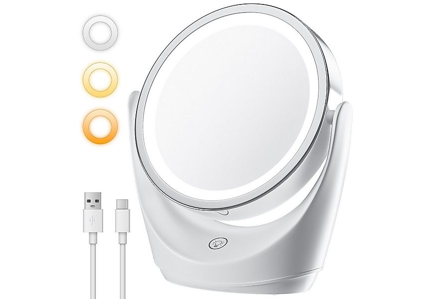 skelo Kosmetikspiegel 5X/1X Doppelseitig Schminkspiegel mit Licht, Dimmbar günstig online kaufen