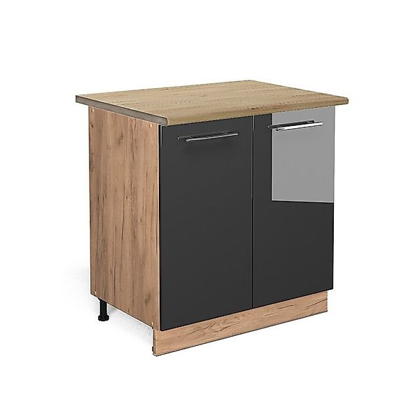 Vicco Spülenunterschrank Fame-Line Anthrazit Hochglanz/Goldkraft Eiche 80 c günstig online kaufen