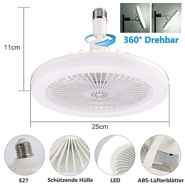 Rosnek Deckenventilator mit LED Beleuchtung und günstig online kaufen