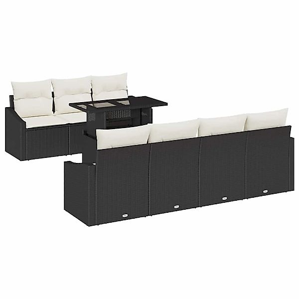 vidaXL 8-Teiliges Garten-Sofa-Set mit Kissen in Schwarz aus Poly Rattan 335 günstig online kaufen