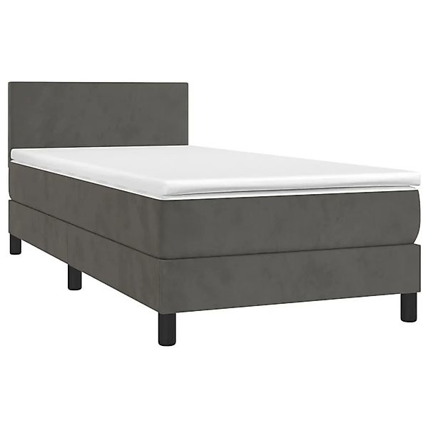 vidaXL Boxspringbett mit Matratze & LED Dunkelgrau 90x190 cm Samt 3134256 günstig online kaufen