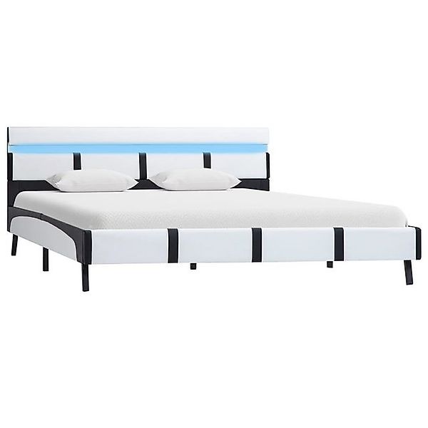 vidaXL Bett Bettgestell mit LED Weiß Kunstleder 140x200 cm günstig online kaufen