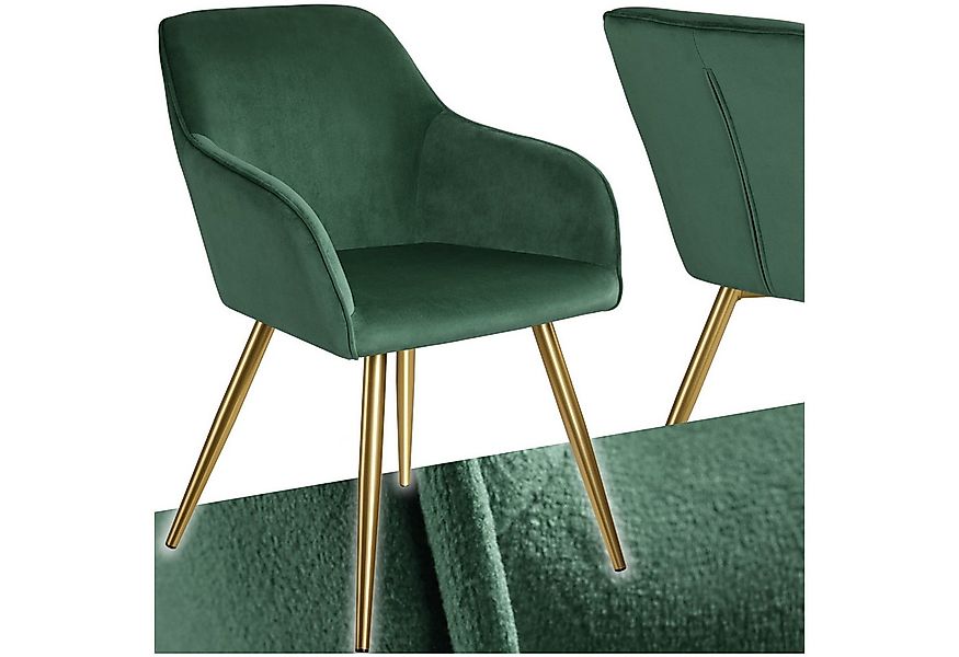 tectake Esszimmerstuhl Küchenstuhl Marilyn Samtoptik, goldene Stuhlbeine (S günstig online kaufen