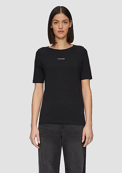 s.Oliver Kurzarmshirt T-Shirt Elastisches T-Shirt mit Logo-Print günstig online kaufen