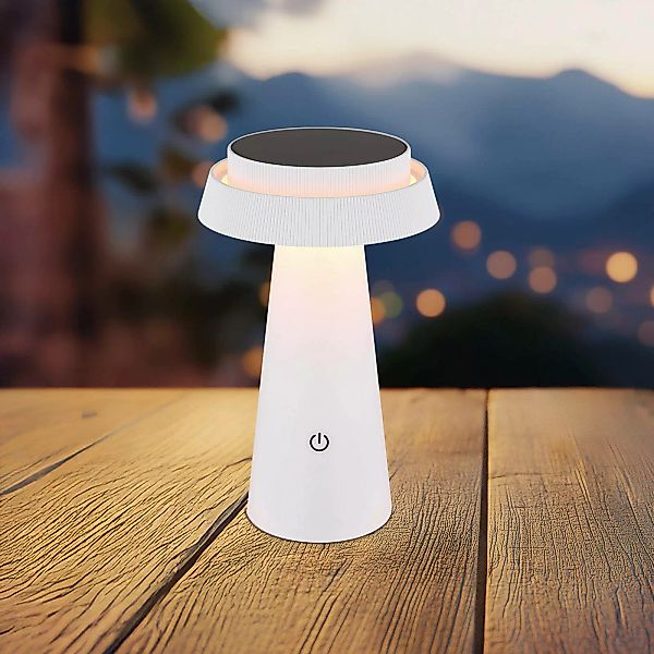 LED-Solar-Tischleuchte 36624, weiß, Akku, CCT, IP54, dimmbar günstig online kaufen