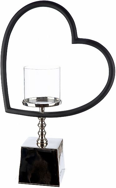 GILDE Windlicht "Windlicht Herz Te quiero schwarz; silberfarben" günstig online kaufen