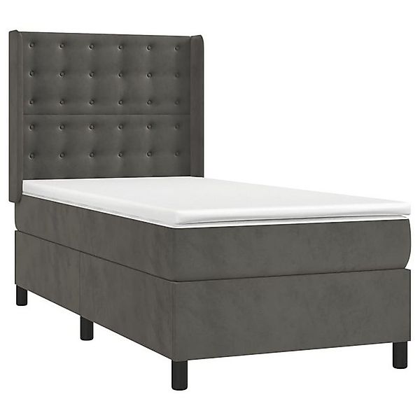 vidaXL Boxspringbett Boxspringbett mit Matratze Dunkelgrau 100x200 cm Samt günstig online kaufen