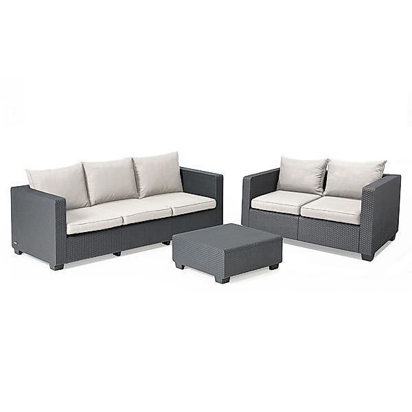 Allibert Salta Gartenmöbel Set mit Gartensofa und Esstisch Wetterfeste Ratt günstig online kaufen