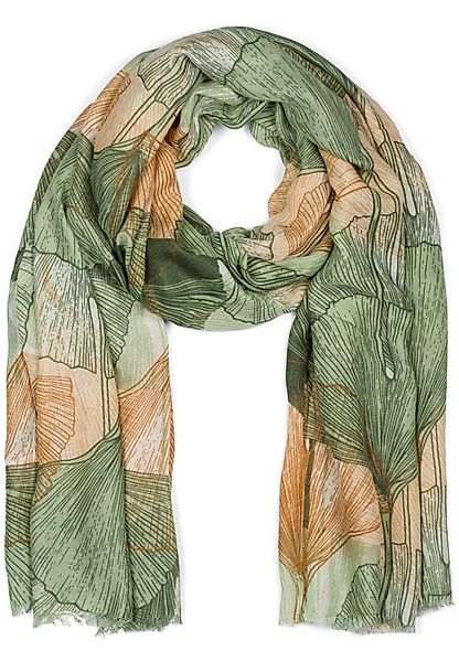 styleBREAKER Modeschal Langer Schal Ginkgo Leaves, günstig online kaufen