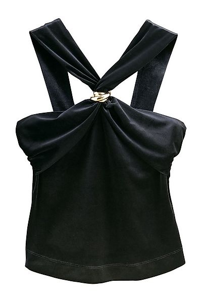 Next Kurzarmbluse Neckholder-Top aus Samt mit Metalldetails (1-tlg) günstig online kaufen