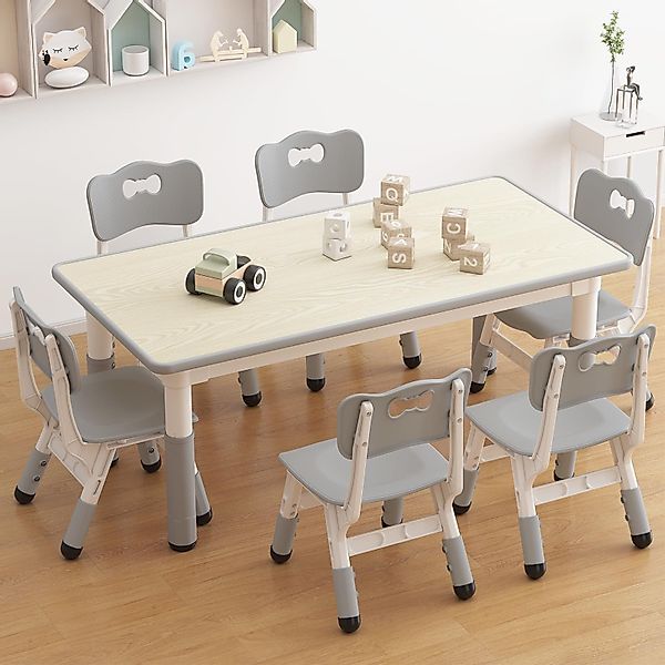 GarveeMore Kindersitzgruppe Kindertisch und 6 Stühle günstig online kaufen