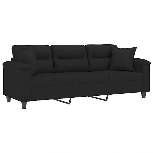 vidaXL 3-Sitzer-Sofa mit Kissen Schwarz 180 cm Mikrofasergewebe 3200980 günstig online kaufen
