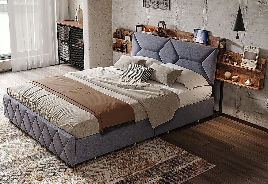 FUROKOY Stauraumbett Doppelbett Polsterbett mit Schubladen (Bettgestell, 1- günstig online kaufen