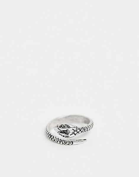 ASOS DESIGN – Silberfarbener Ring mit gewickeltem Schlangendesign günstig online kaufen