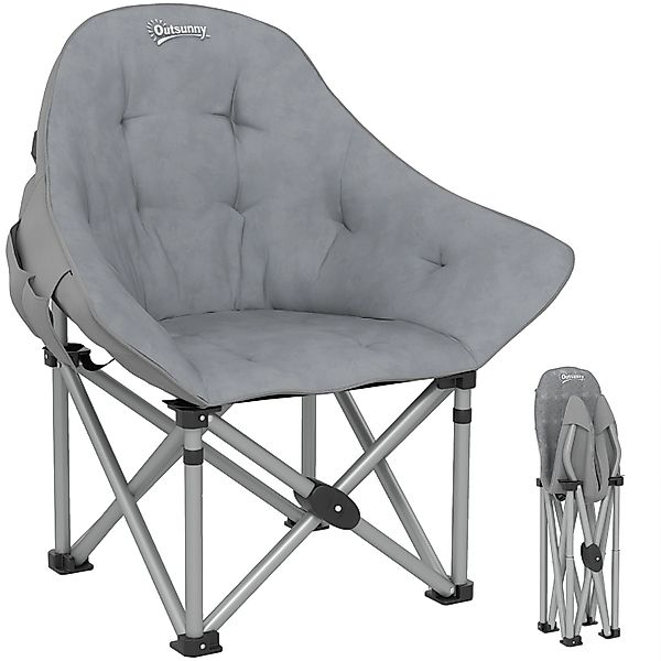 Outsunny Campingstuhl Kunstleder Metall Dunkelgrau 90L x 63B x 100H cm günstig online kaufen