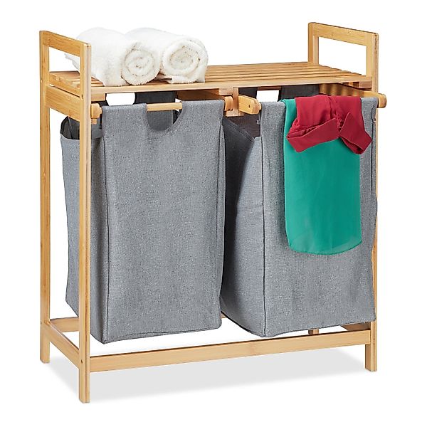 relaxdays Wäschekorb 2 Fächer mit Ablage günstig online kaufen