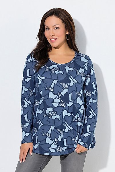 Ulla Popken T-Shirt Shirt Herzen Classic Rundhals Langarm günstig online kaufen