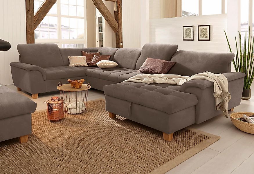 Home affaire Wohnlandschaft "Lyla U-Form" wahlweise mit Rückenfunktion und günstig online kaufen